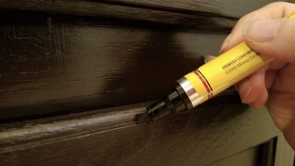 You can use a stain marker to touch up any small bare spots. 