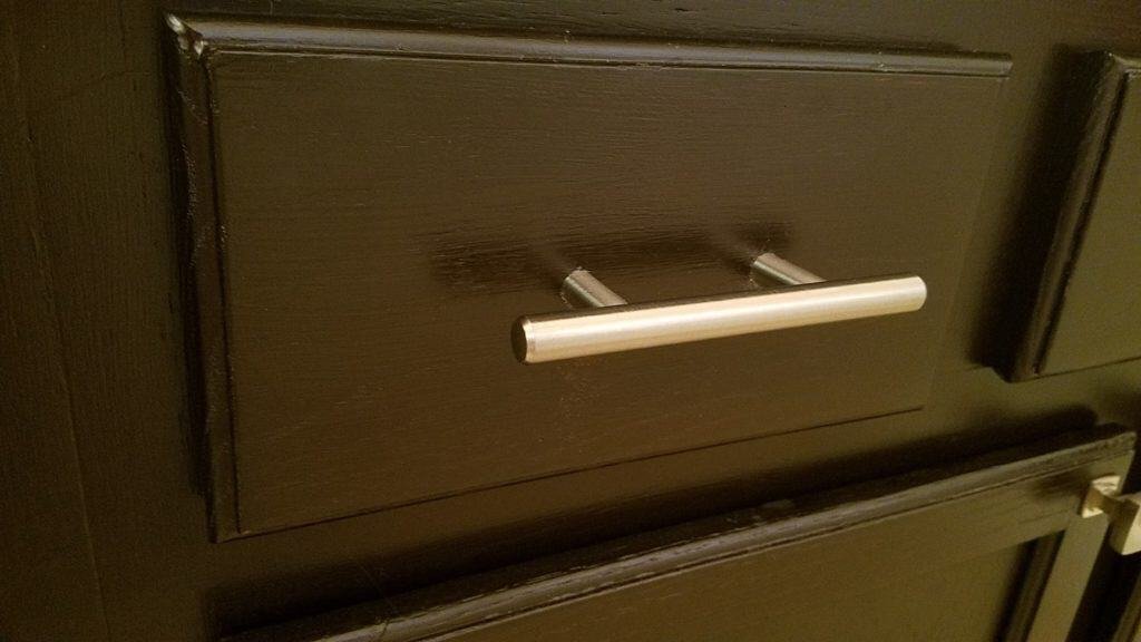 We liked the look of these pulls for the drawers.