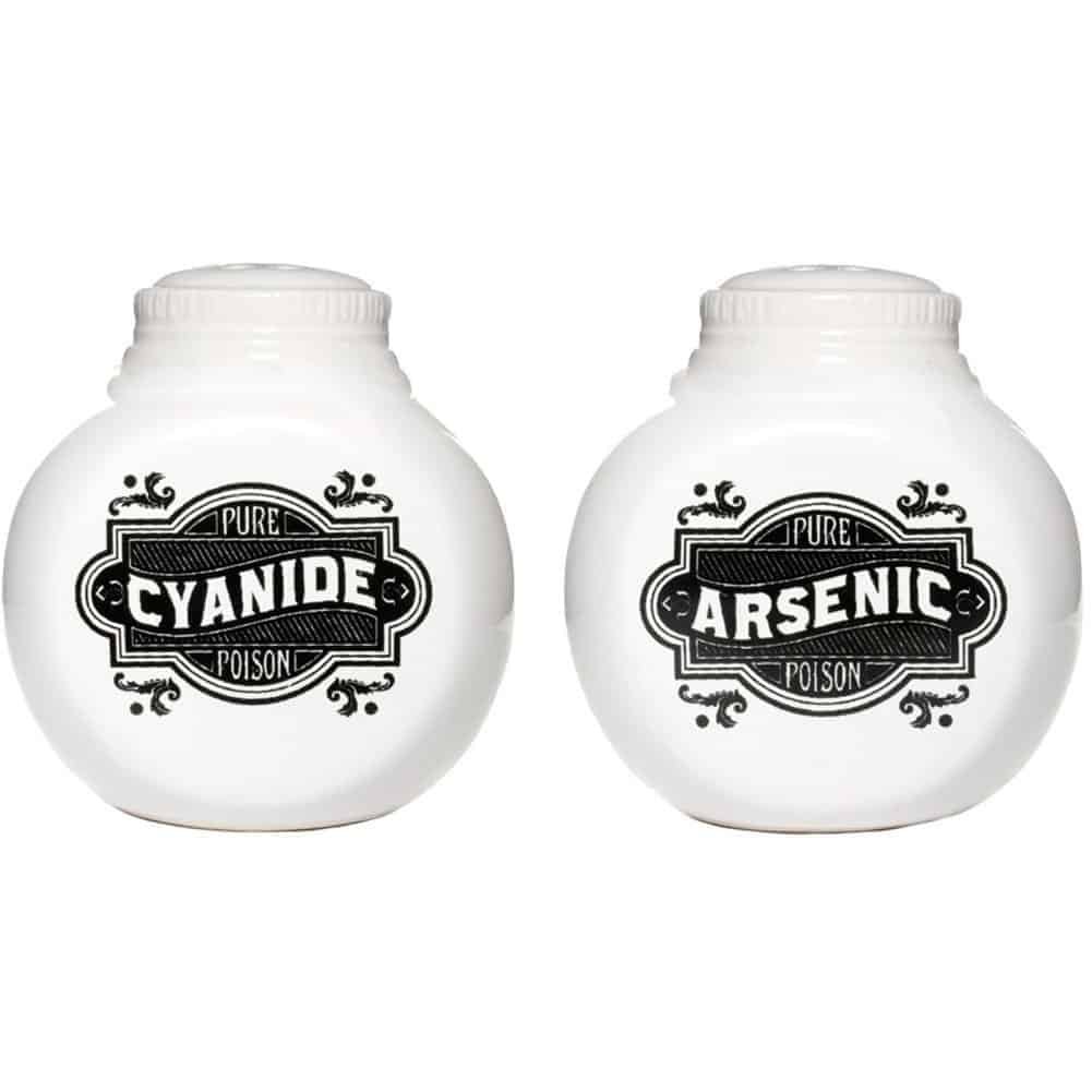 Shake things up with these unique poison salt and pepper shakers. Only YOU will know the difference. 