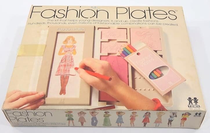 Tomy Fashion plates made every kid feel like a fashion designer. You can find a more modern version on Amazon. 