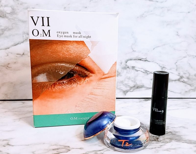 VII Code O2M Night Repair Eye Mask, T2 Oxygen Eye Cream, and the O2.0 Hydrating Eye Spray