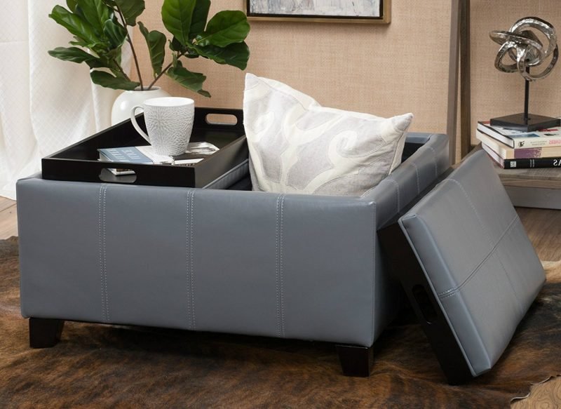 Furniture with storage serves multiple purposes. A storage ottoman doubles as a coffee table or even extra seating.